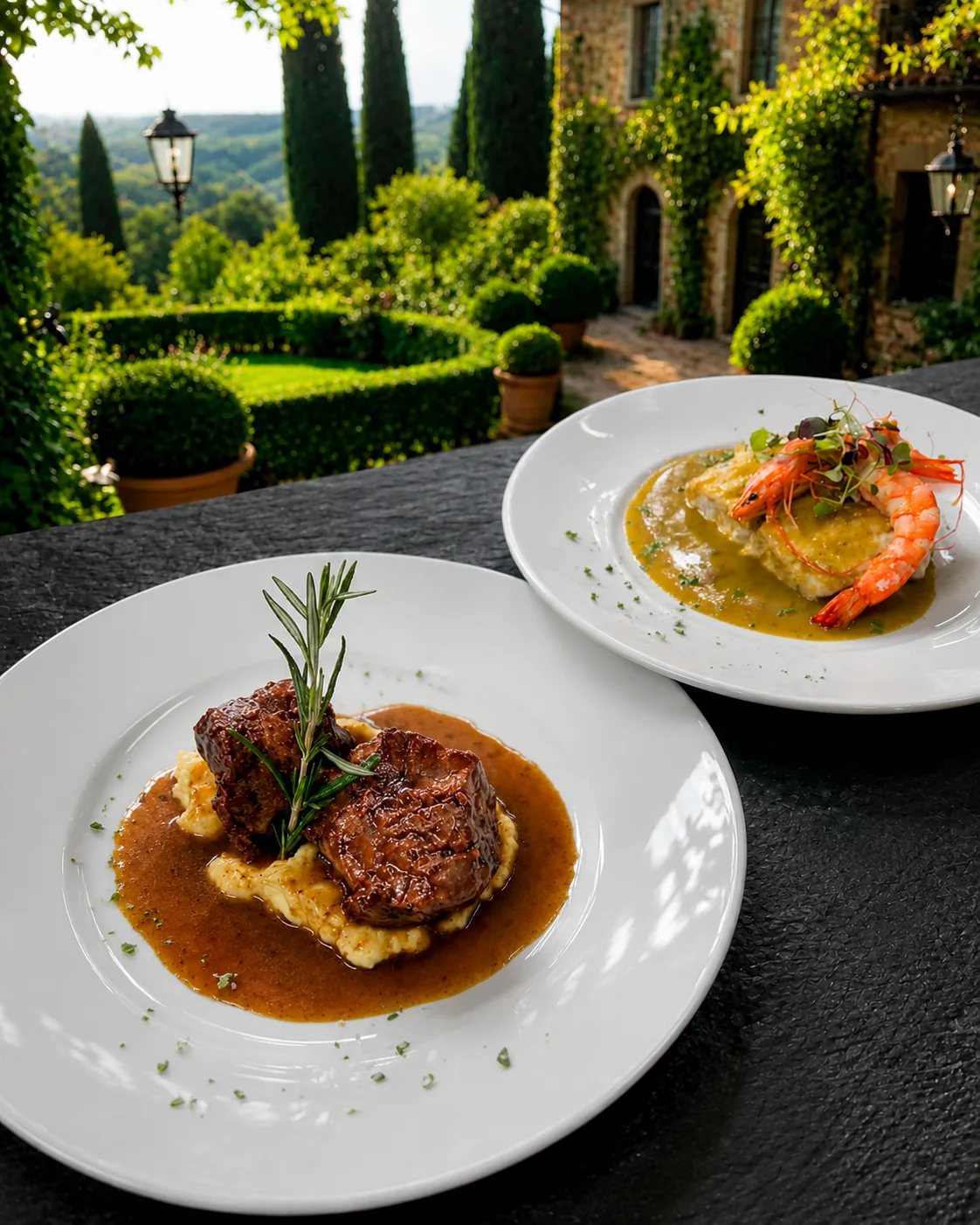Platos principales de catering gourmet para evento en Madrid